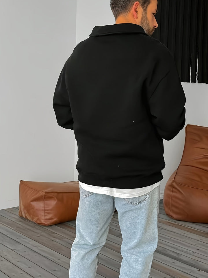 Barrett black quarter-zip sweatshirt, back view