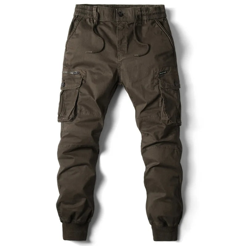 Dorian utility cargo jogger pants in dark olive, front view