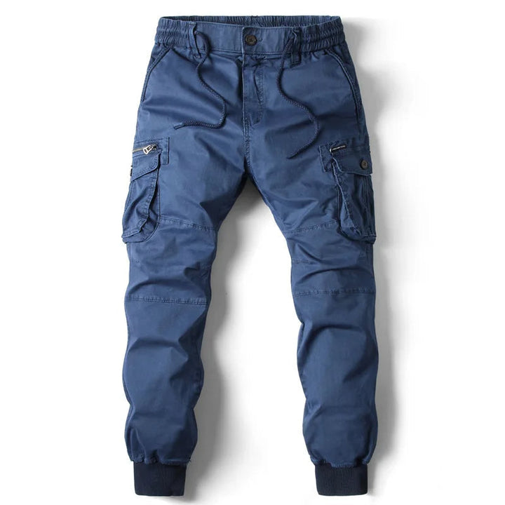 Dorian utility cargo jogger pants in navy blue, front view