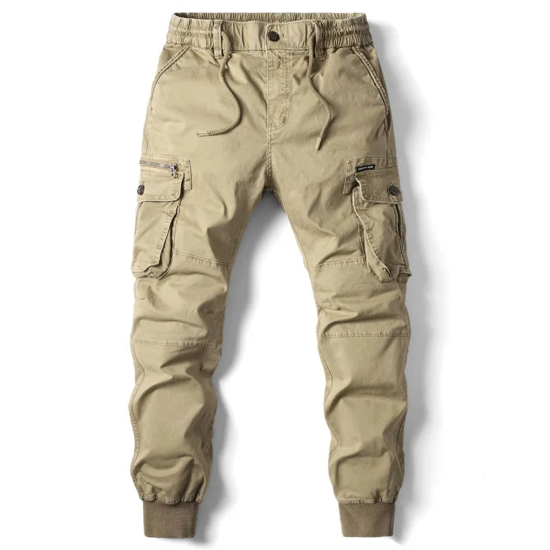 Dorian utility cargo jogger pants in khaki, front view