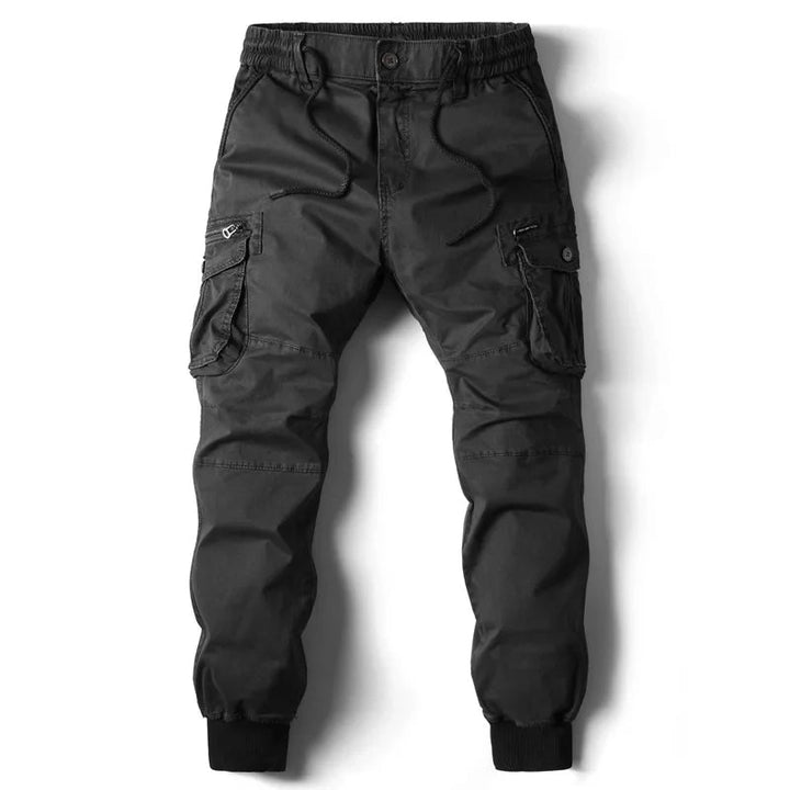 Dorian utility cargo jogger pants in black, front view
