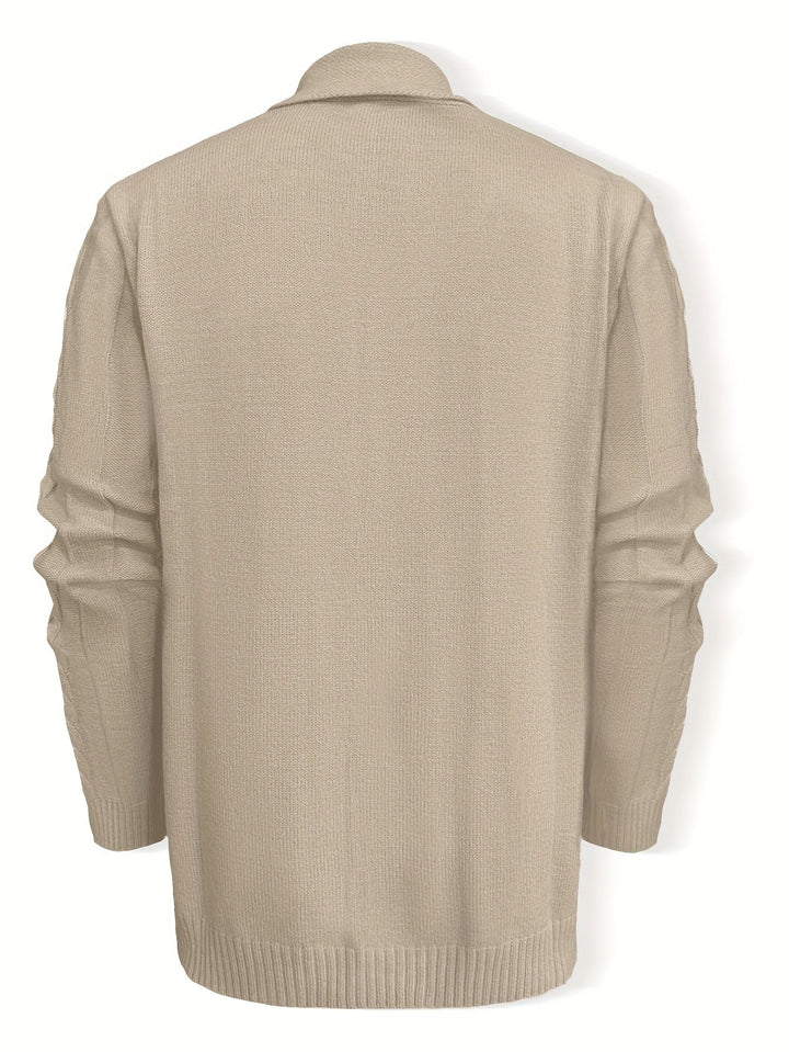 Julian beige cable knit cardigan, back view
