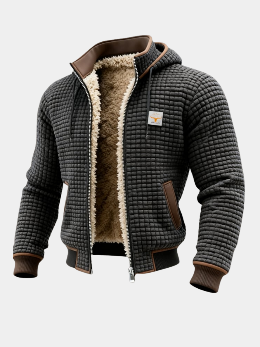 Lachlan quilted sherpa hooded jacket, front open view