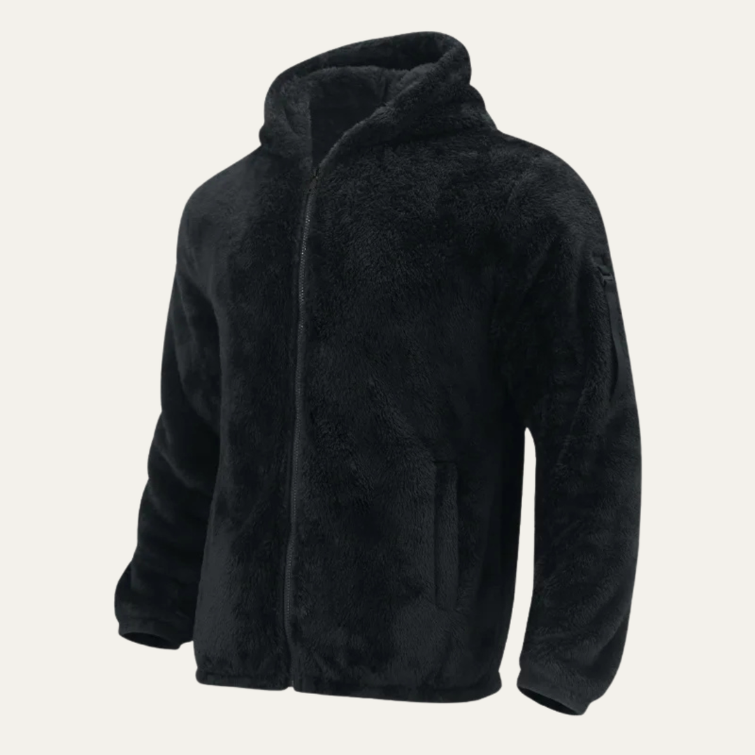 Marcus fleece hooded jacket in black colorway