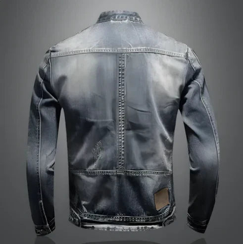 Weston denim jacket back view showing seam detailing