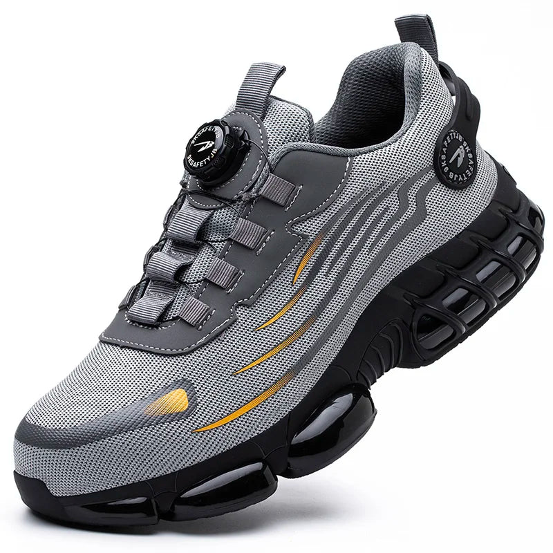 Weston gray and yellow safety work boots with breathable mesh upper