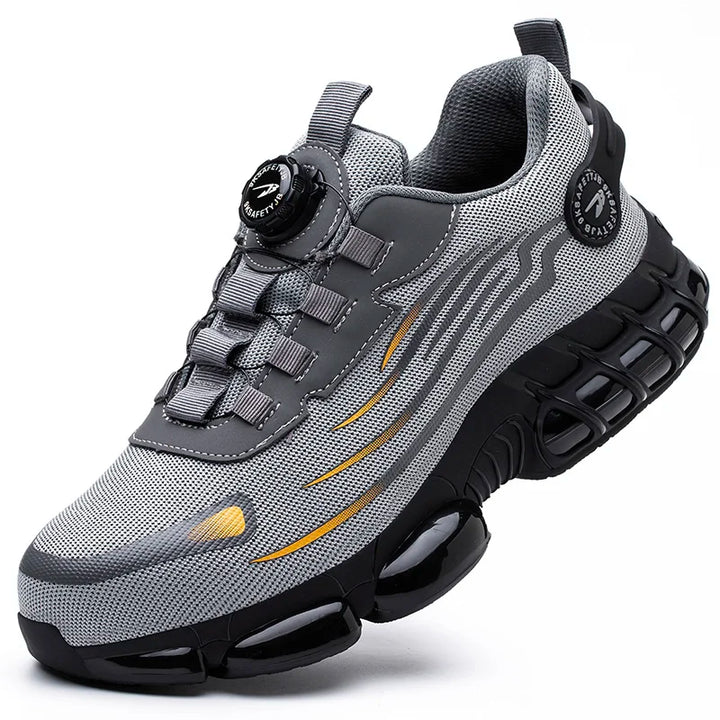 Weston gray and yellow safety work boots with breathable mesh upper