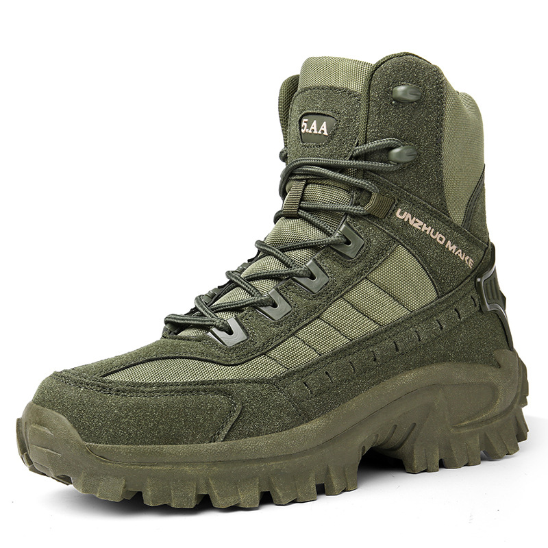 Weston work boots in green side profile view repeat