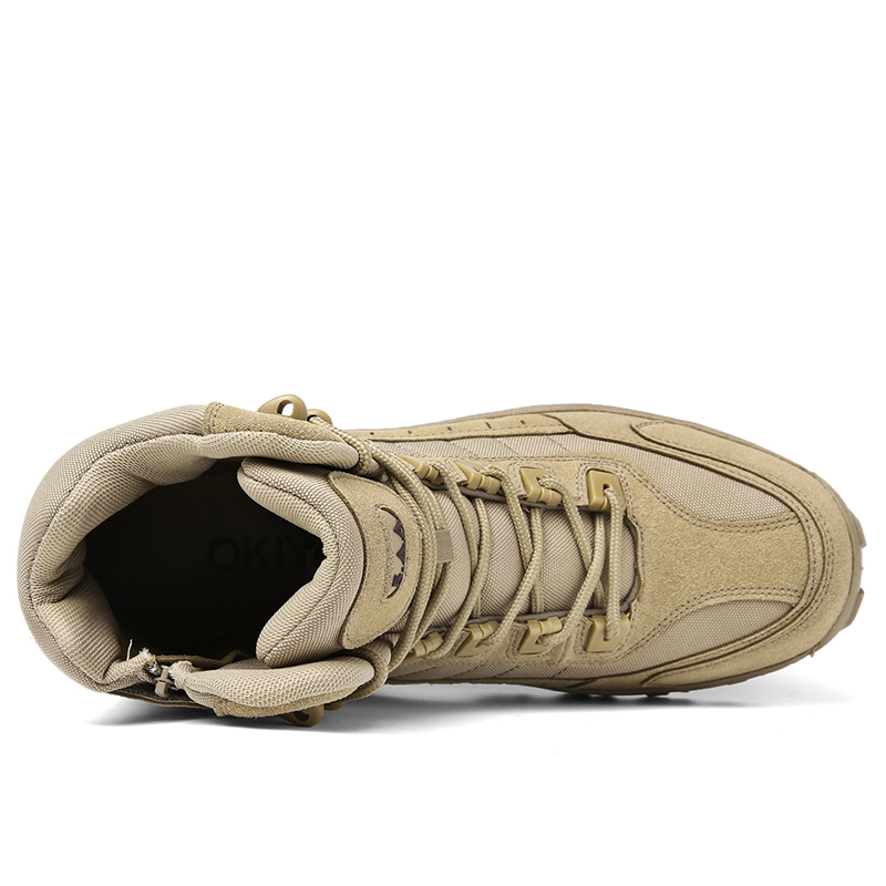 Weston work boots top view showing laces and interior