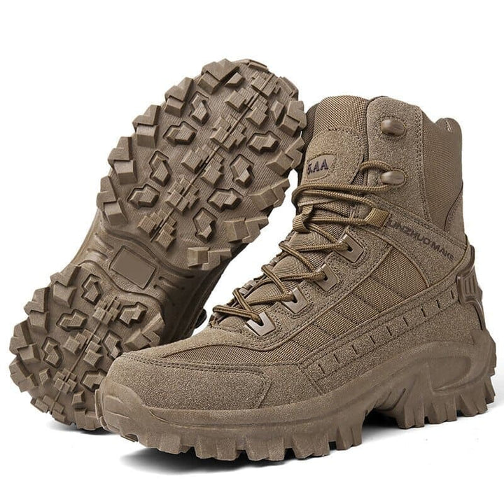 Weston work boots pair view showing side profile and outsole